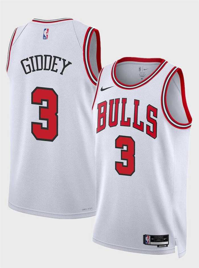Men%27s Chicago Bulls #3 Josh Giddey White Association Edition Stitched Basketball Jersey Dzhi->chicago bulls->NBA Jersey